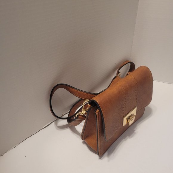 Small Brown Faux Leather Crossbody Shoulder Purse Bag Wallet W Belt Loop - Picture 5 of 10